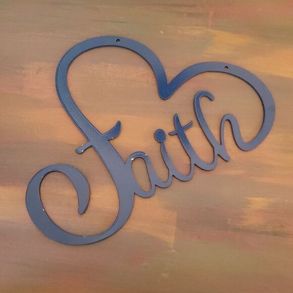 Blue Heart "faith" Metal Wall Decor - Picture 2 of 6